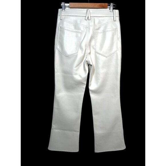 Good American Better Than Leather‎ Crop Mini Flare Pants Cream sz 28 - Picture 4 of 10